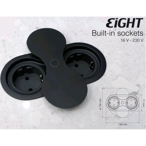 Встраиваемая розетка SFL Eight (1 розетка +1 USB), хром шлифованный