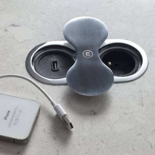 Встраиваемая розетка SFL Cizo (2 евророзетки+2 USB),черный
