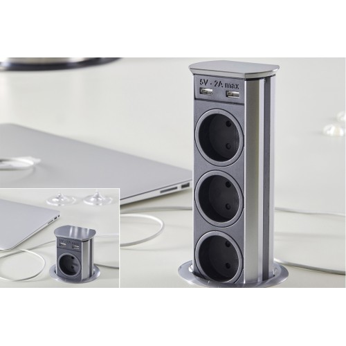 Встраиваемая розетка SFL Ring (1  евророзетка + 1 USB), белый,провод 1 м