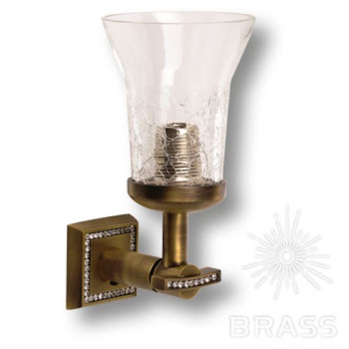 3502-75-013 Светильник однорожковый, латунь, стекло, кристаллы Swarovski, цвет - бронза