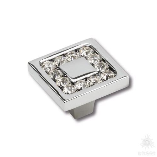 0771-005-2 Ручка кнопка, латунь с кристаллами Swarovski, глянцевый хром