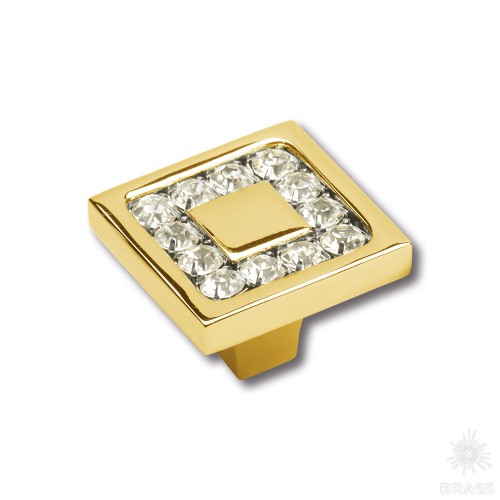 0771-003-2 Ручка кнопка, латунь с кристаллами Swarovski, глянцевое золото