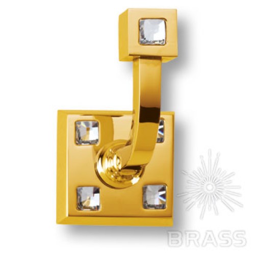 3506-72-030 Крючок однорожковый, латунь с кристаллами Swarovski, глянцевое золото 24K 3506-72-030 Крючок однорожковый, латунь с кристаллами Swarovski, глянцевое золото 24K