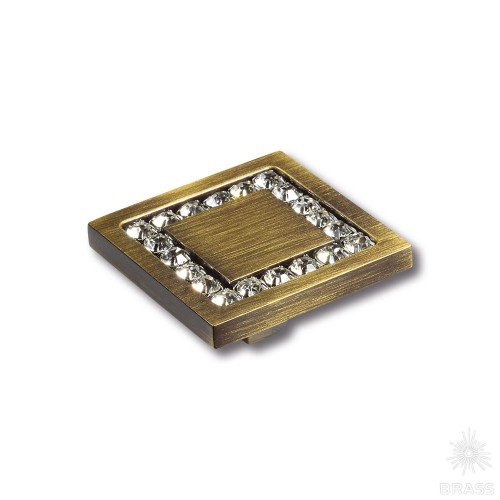 0771-013-3 Ручка кнопка, латунь с кристаллами Swarovski, старая бронза