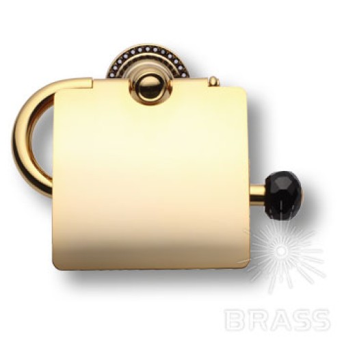 3514K-71-320 Держатель для туалетной бумаги, латунь с чёрными кристаллами Swarovski,глянцевое золото