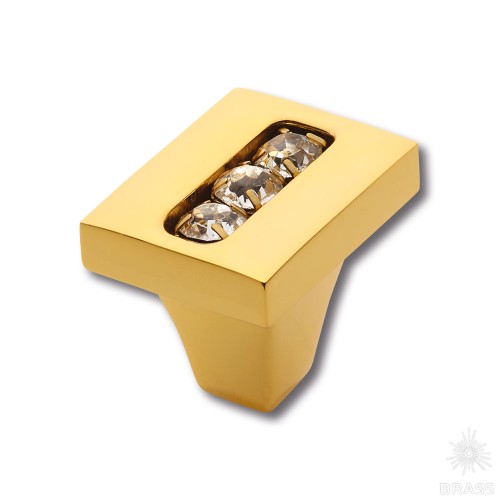 0771-003-1 Ручка кнопка, латунь с кристаллами Swarovski, глянцевое золото