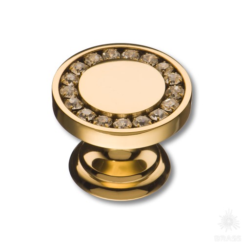 0776-003 Ручка кнопка, латунь с кристаллами Swarovski, глянцевое золото