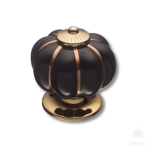 S-101 GOLD BLACK Ручка кнопка керамика с металлом, чёрный/глянцевое золото
