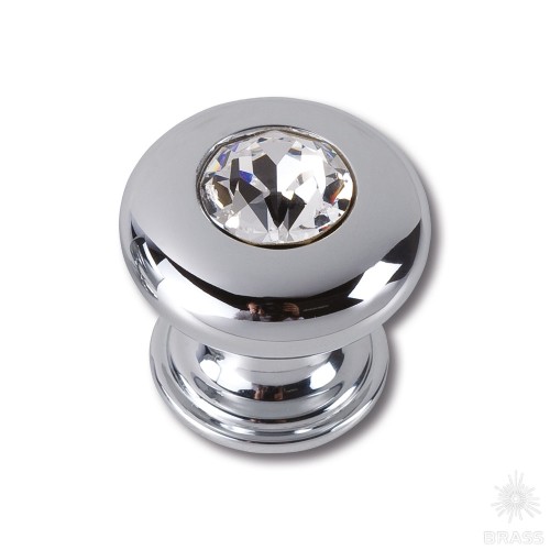 0775-005-2 Ручка кнопка, латунь с кристаллом Swarovski, глянцевый хром