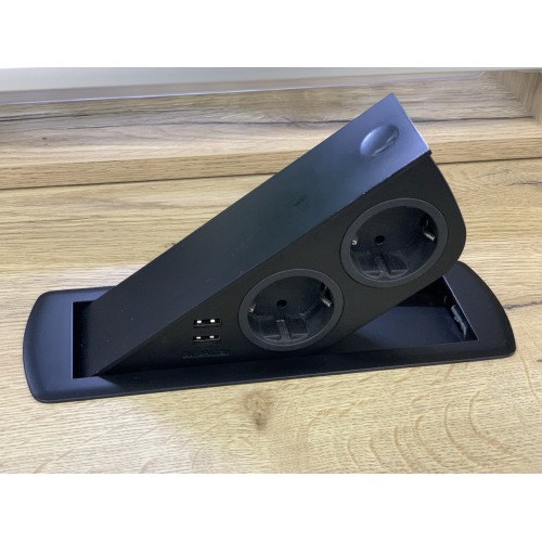 Встраиваемая розетка SFL Cizo (2 евророзетки+2 USB), хром шлифованный