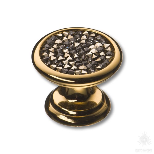 07150-317 Ручка кнопка c серебряными кристаллами Swarovski, глянцевое золото