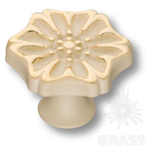 110-White Gold Ручка кнопка, белая эмаль с глянцевым золотом 110-White Gold Ручка кнопка, белая эмаль с глянцевым золотом