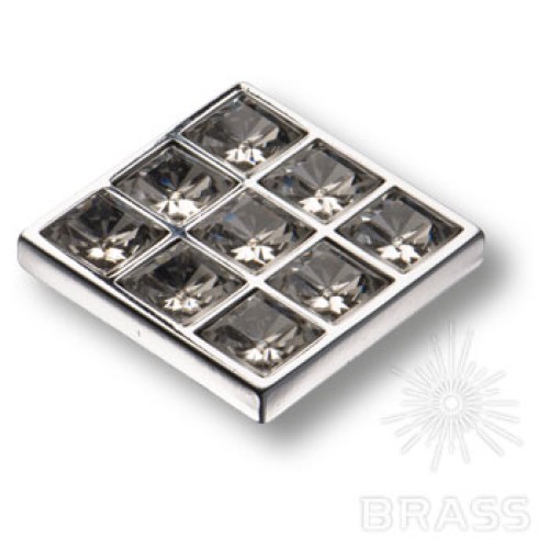 MT8138B-40 Ручка кнопка с кристаллами эксклюзивная коллекция, глянцевый хром