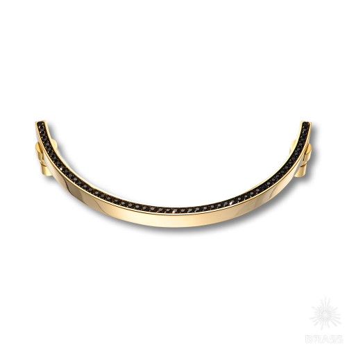 2574-003-160 BLACK Ручка скоба, латунь с чёрными кристаллами Swarovski, глянцевое золото 160мм 2574-003-160 BLACK Ручка скоба, латунь с чёрными кристаллами Swarovski, глянцевое золото 160мм