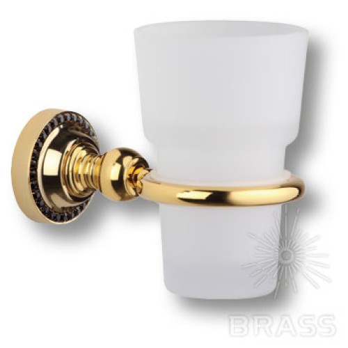 3515-71-320 Держатель для зубных щеток, латунь с чёрными кристаллами Swarovski, цвет- золото глянец