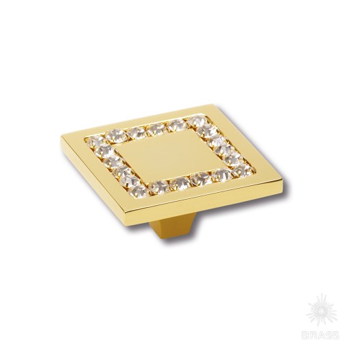 0771-030-3 Ручка кнопка, латунь с кристаллами Swarovski, глянцевое золото 24K