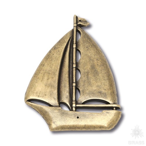 4430.0144.002 Накладка декоративная в форме парусника морская коллекция, старая бронза