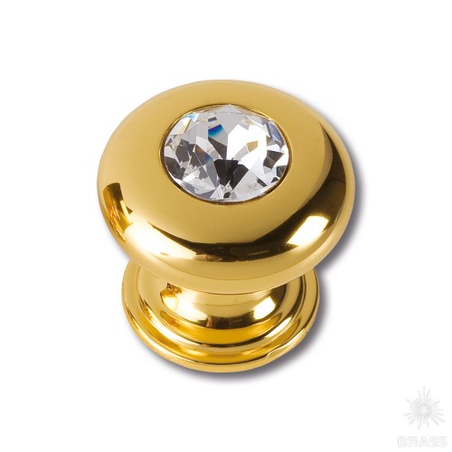 0775-003-2 Ручка кнопка, латунь с кристаллом Swarovski, глянцевое золото